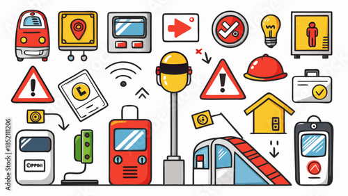 Collection of traffic and safety signs