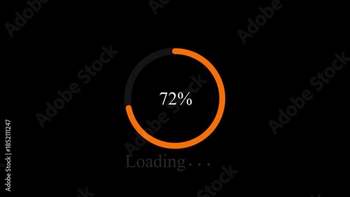 Loading Circle Indicator with 0% to 100% Percent Progress and Text on animation Black Background percentage. Dynamic loading circle showing percentage completion with sleek smooth animation