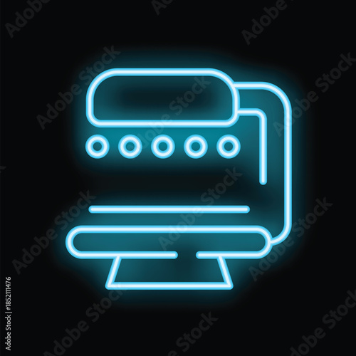 Bright neon internet browser showing website with opened tab on top on black background