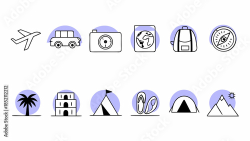 Various travel and camping icons