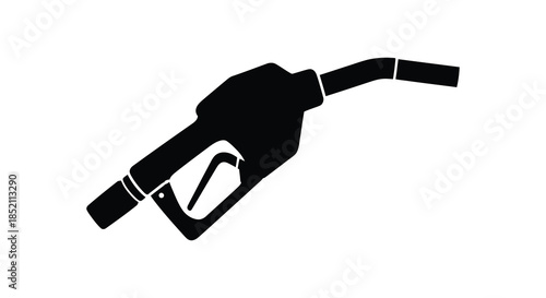 A striking black fuel pump nozzle design presented in a bold minimalist silhouette