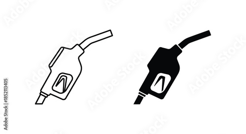 Gas pump nozzle designs including a striking black and white silhouette