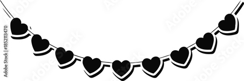 Black Heart Garland Decoration, Symbolizing Love and Celebration