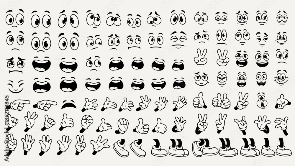 Fototapeta premium Cartoon Character Vector Elements Illustration Kit