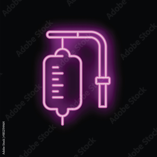 Neon pink glowing iv bag representing medical treatment and healthcare