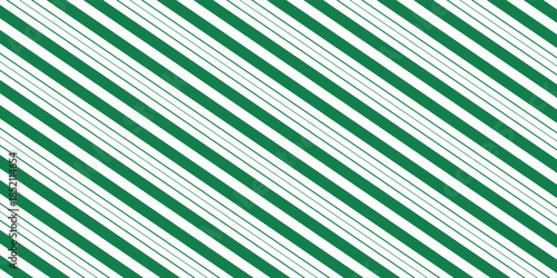 Vintage green candy cane stripes Christmas holiday Vector Pattern. Retro french horizontal ticking stripes green white seamless pattern.