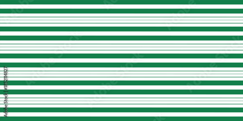Vintage green candy cane stripes Christmas holiday Vector Pattern. Retro french horizontal ticking stripes green white seamless pattern.