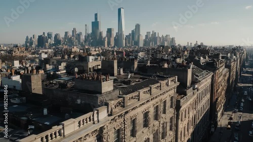 New York City Skyline Aerial View Buildings.