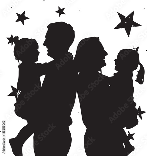 Happy Family Silhouette Design
