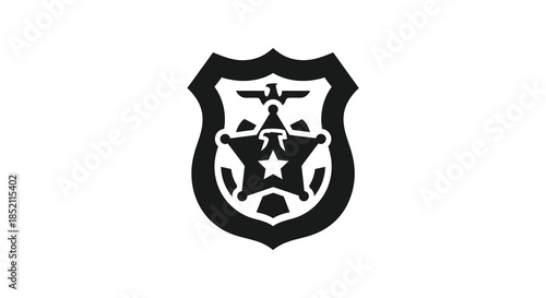 Detailed black badge emblem with star and cross design a striking silhouette