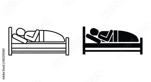 Simple depiction of people sleeping in beds a minimalist style silhouette