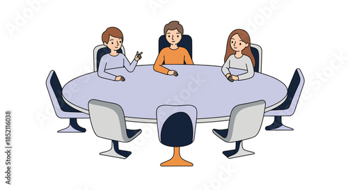 Diverse group of business professionals in a meeting at a round table