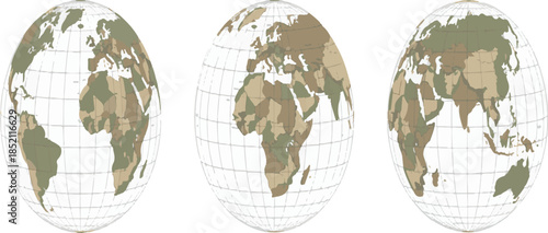 Vector Globe Illustrations with Earth Maps in Various Projections for Educational and Design Use