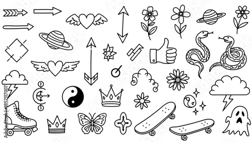 Hand Drawn Doodles Vector Illustration Set