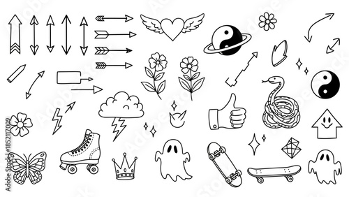 Hand Drawn Doodles Vector Illustration Set