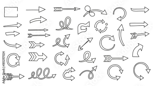 Hand Drawn Arrow Collection Vector Illustration Set