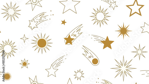 Golden Stars Vector Seamless Pattern Illustration for Backgrounds and Designs
