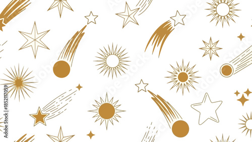 Golden Stars Vector Seamless Pattern Illustration Background