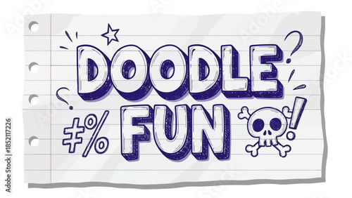 Creative doodle fun illustration on lined paper background