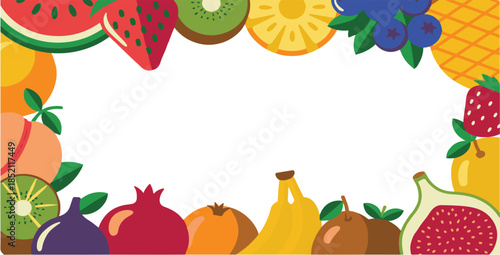 Vibrant Fruit Border Vector Graphic Illustration Perfect for Healthy Eating Campaigns and Food Blogs
