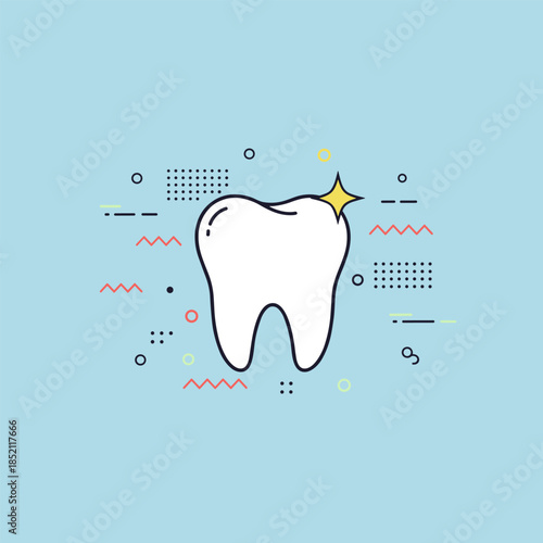 Shiny White Tooth Illustration for Dental Health Awareness.