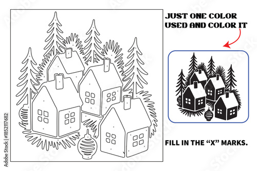 Christmas Monochrome coloring pages for adults and teens with Amazon KDP book interior designs.