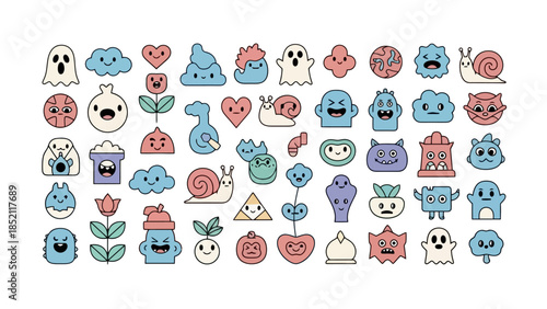Colorful Cartoon Doodle Vector Icons and Elements Collection