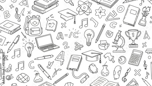 Back to School Seamless Pattern with Educational Icons