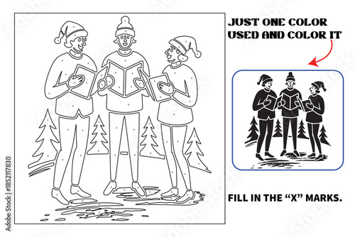 Christmas Monochrome coloring pages for adults and teens with Amazon KDP book interior designs.