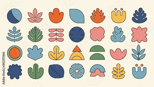 Vibrant Abstract Organic Shapes Vector Illustration Set