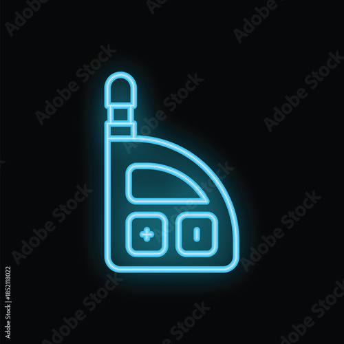 Glowing neon line walkie talkie icon isolated on black background. Vector illustration