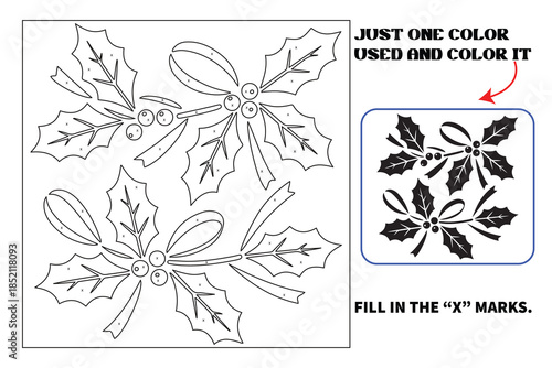 Christmas Monochrome coloring pages for adults and teens with Amazon KDP book interior designs.