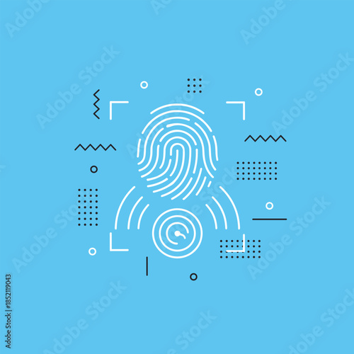 Fingerprint Identity Authentication Security System with Geometric Design.