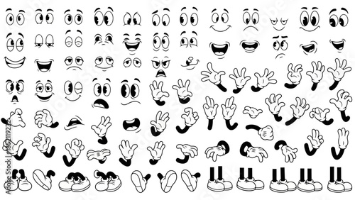 Cartoon Character Creation Kit with Faces, Hands, and Feet