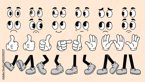 Cartoon Character Kit Vector Illustration with Emotions and Gestures