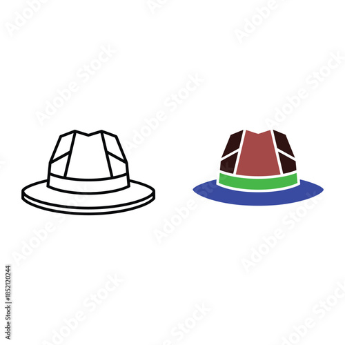 Colorful geometric hat with blue brim and green band