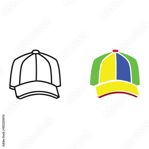 Colorful sports cap with green yellow and blue panels