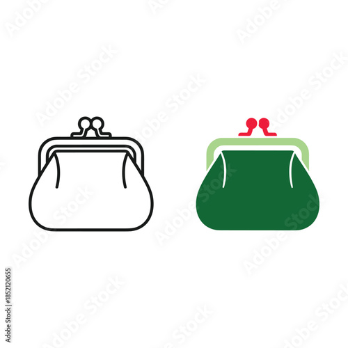 Green purse with red handles and white interior