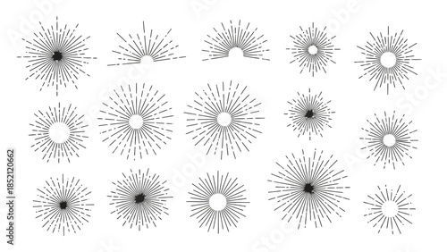 Hand Drawn Sunburst Vector Pack for Creative Design Projects