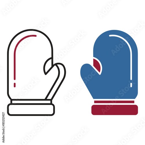 Two Oven Mitts in Blue and Red Colors white kitchen