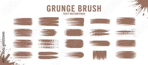 a collection of textured brown grunge brush strokes and splatters presented as a vector pack for graphic design projects high quality