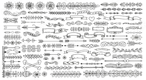 A collection of various intricate and decorative patterns and designs in black and white