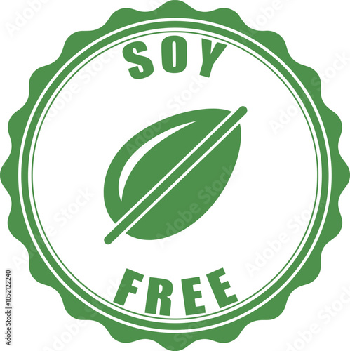 Green Soy Free Label Icon for Allergen-Free Food Packaging and Healthy Product Marketing
