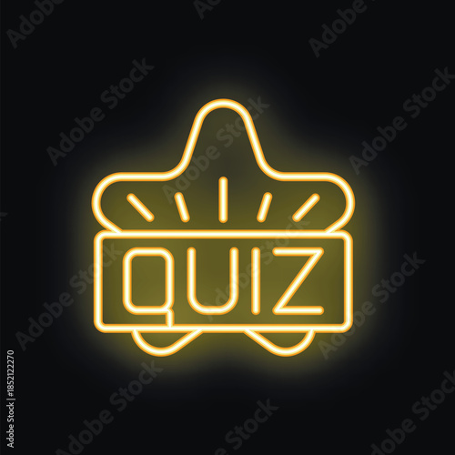 Neon sign featuring a star shape with the word quiz on a black background