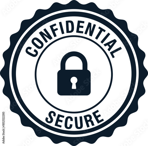 Confidential Secure Badge Icon with Lock Symbol for Data Privacy and Information Protection