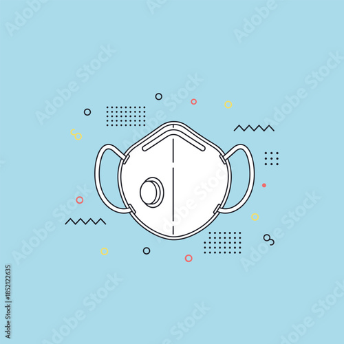 Protective Face Mask with Valve for Virus Prevention.