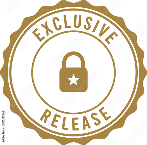 Exclusive Release Badge Icon with Gold Seal and Lock Symbol for Premium Content Access