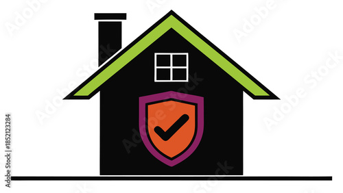 Home security protection concept with shield and check icon
