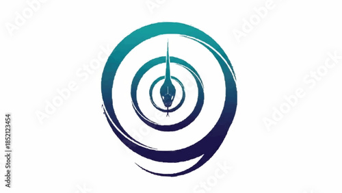 Modern and mystical logo featuring a snake head at the center of concentric circles, created with a dynamic brushstroke effect.
