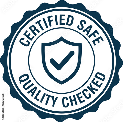 Certified Safe Quality Checked Badge Icon – Safety Guarantee Seal for Product Assurance and Trust